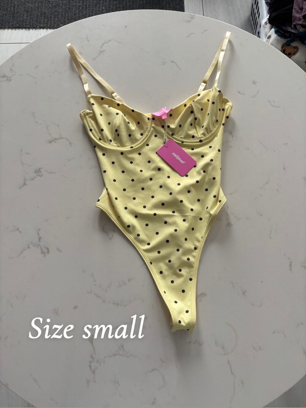 Edikted Yellow Polka Dot Bodysuit